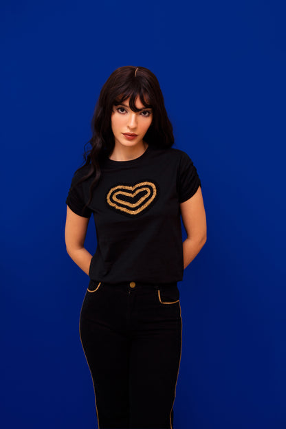 Gold and Black Heart Lover T-shirt