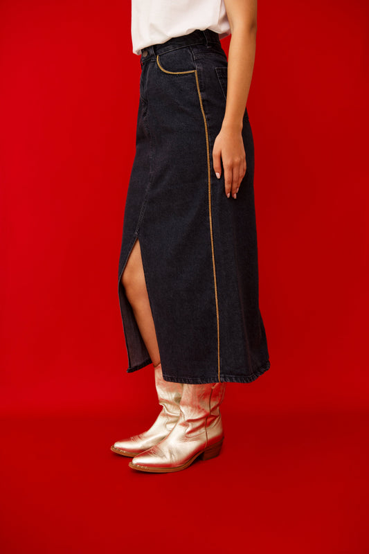 Black Gold Denim Lover Skirt